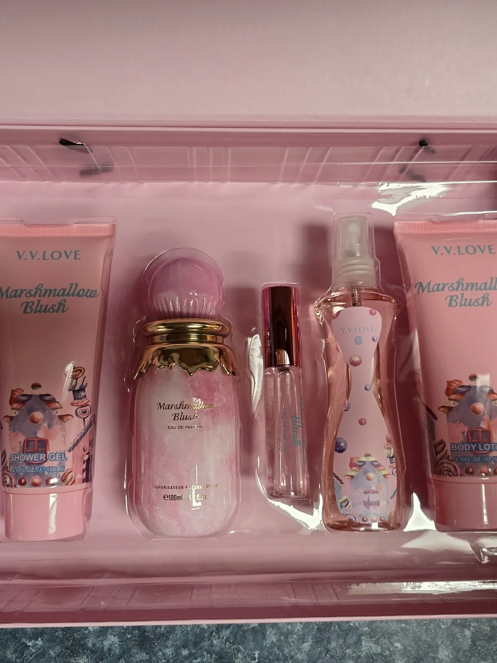 V.V. Love Marshmallow Blush Gift Set in Vibrant Pink & Turquoise